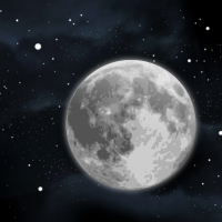 Black background with twinkling stars and a moon.