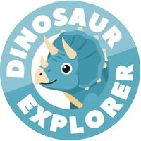 Dinosaur in circle frame with the text, "dinosaur explorer" around it.
