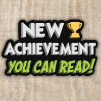 a canvas background with the words New achievement in white letters, a gold colored trophy cup to the right of the word NEW, you can read is in green letters under the word achievement.