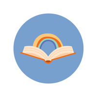 Open book with rainbow