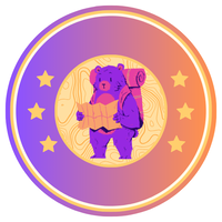 Purple circle with bear in the center