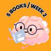 cute brain wearing glasses reading a book on an orange background