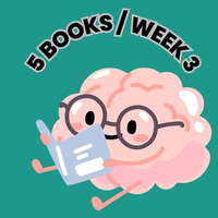 cute brain wearing glasses reading a book on a green background