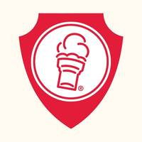 Custard cone with red and white color scheme.