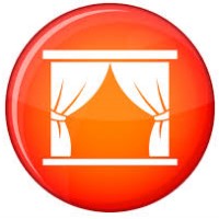Circle with curtains and a stage in the middle.