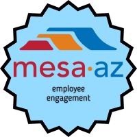 City of Mesa logo on blue background with "employee engagement" in black text