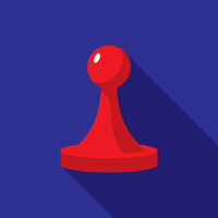 Red game piece on blue background