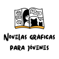 La imagen muestra una novela gráfica con un texto debajo que dice «novelas gráficas para jóvenes».