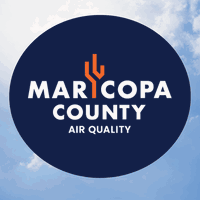 Maricopa County Air Quality logo with sunny sky with clouds