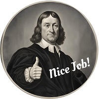 John Milton giving a thumb's up, with the caption "Nice Job!".