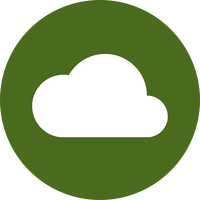 A green circle with a white cloud on it