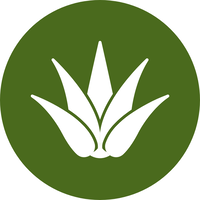 a green circle with a white plant on it