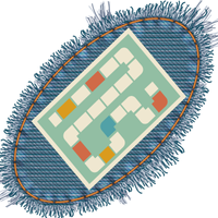 Denim patch with an illustration of a board game