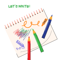 A paper with crayons and colored pencils scattered with scribbles left by each of them.