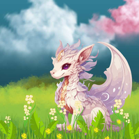 Image of Dragon in a Field with Flowers